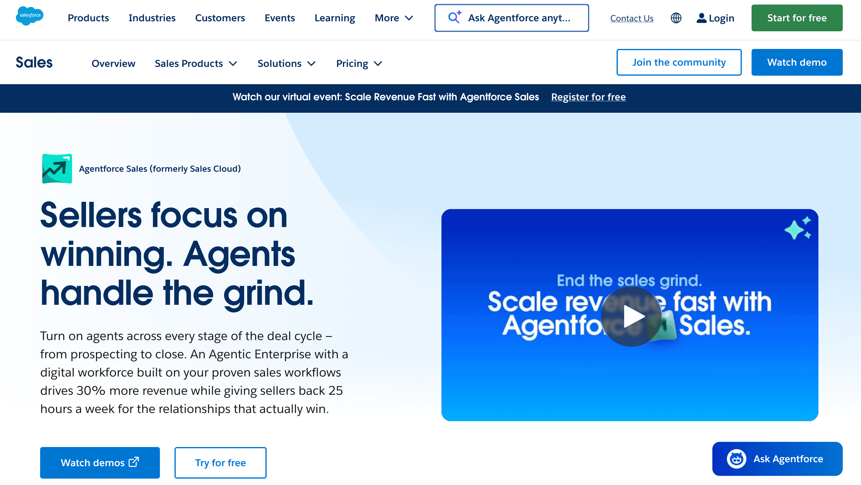 Salesforce's landing page